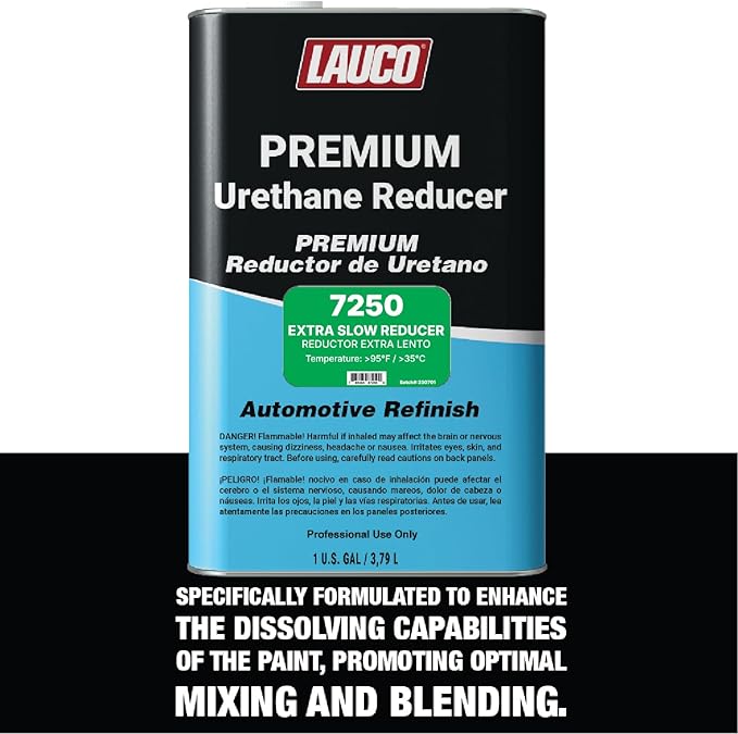 LAUCO Extra Slow Urethane Grade Reducer (7250), 1 Gallon, > 95°F - for Automotive Paint and Industrial Paint Use - High Performance Automotive Grade (Extra Slow - One Gallon)