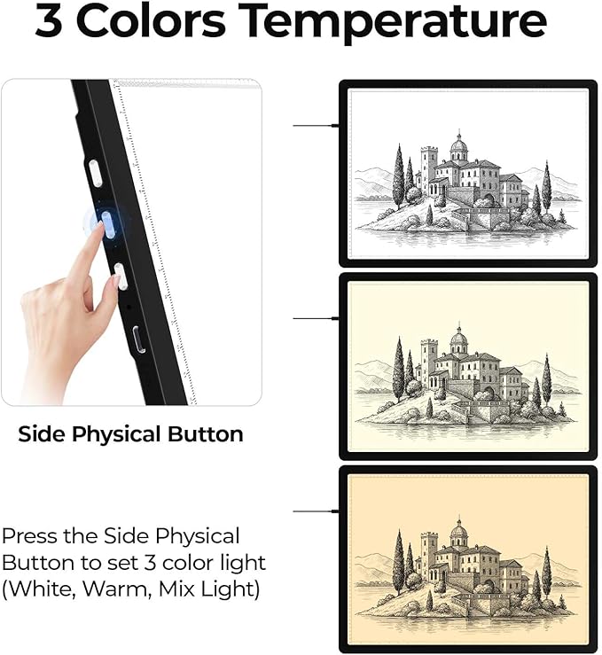 Heanolier A2(25.2" x 18.4") Artist tracing Light Box Copy Table,Large Magnetic Light pad with Physical Buttons & Adapter,3-Color,Dimmerable Bright Light Board for Diamond Painting,Drawing,Sketching