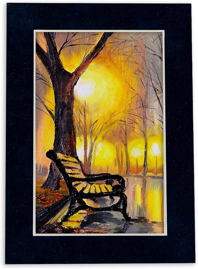 8x10 Mat Bevel Cut for 5.5x8.5 Photos - Acid Free Navy Suede Precut Matboard - For Pictures, Photos, Framing - 4-ply Thickness
