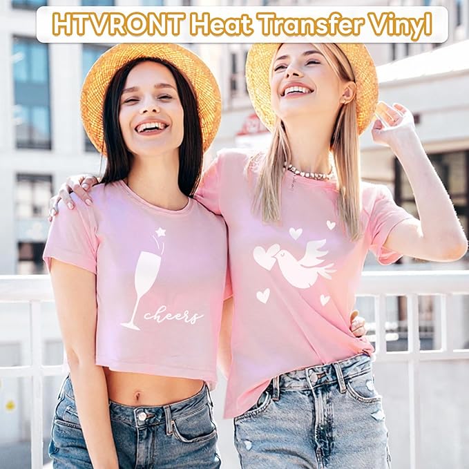 HTVRONT White Heat Transfer Vinyl - 12" x 45FT White HTV Vinyl Roll for T Shirts, White Iron on Vinyl Compatible with Cricut Cutting Machine & Silhouette Cameo - Easy to Cut & Weed