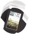 Mat Board Center, Pack of 25, 5x7 for 4x6 Black Mat Kit - Acid Free, 4-ply Thickness, White Core - Includes Backing Boards and Clear Bags - for Pictures, Photos, Framing
