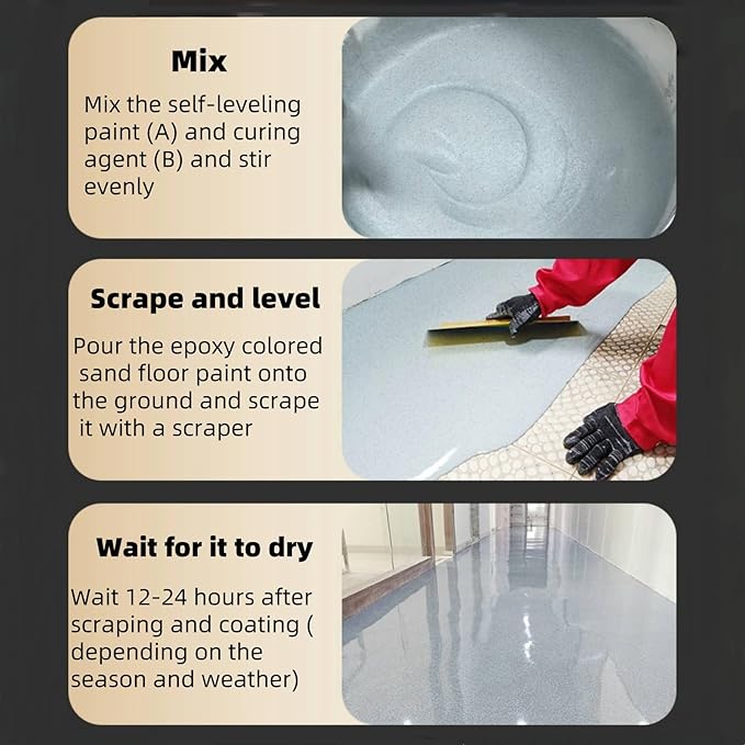 Epoxy Colored Sand Floor Paint, Epoxy Floor Paint High Gloss Marble Effect Coating for Indoor and Outdoor, Wear-resistant and non-slip Self-leveling Coating Green 35OZ(1KG)