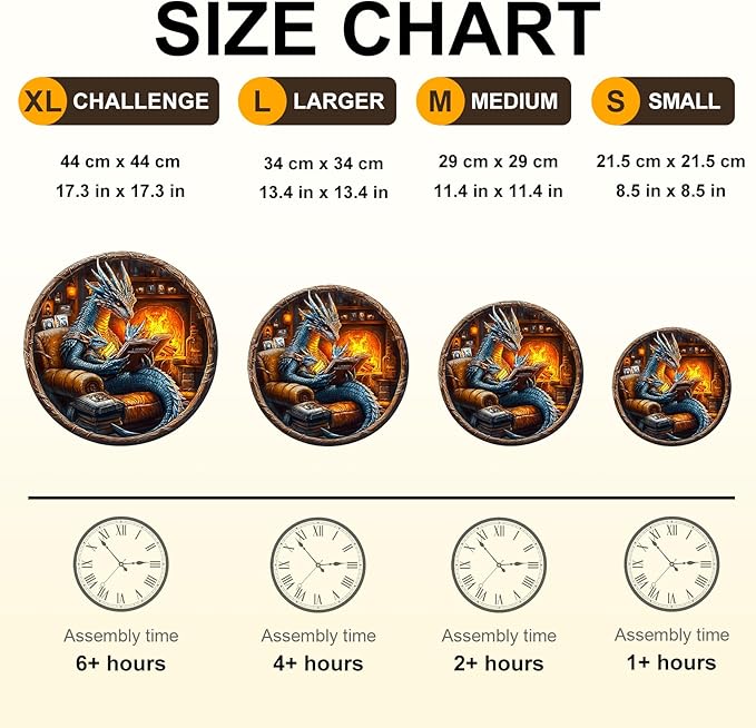 KAAYEE Wooden Puzzles for Adults, 3D Visual Effect Dragon Family Night Reading Wooden Jigsaw Puzzle Unique Shape Wood Puzzle Adult, 3D Effect Flat Puzzle Birthday Family Games (S-8.5 * 8.5 in-95pcs)