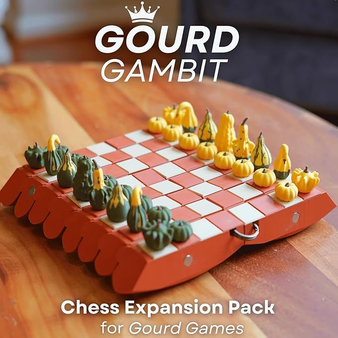 Forgecore Gourd Games, Pumpkin Game Set: Magnetic Chess Checkers, Dice Tower, Cribbage, Card Holder, Gourd Gambit Pumpkin Chess Expansion Pack, 3D Printing Portable Adult Pumpkins Board Game Set(2#2)