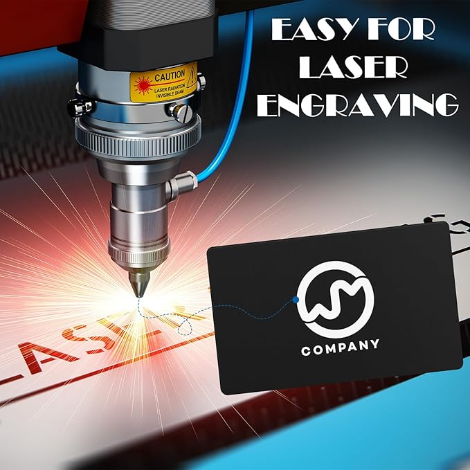 weparmeety 100 Pcs Metal Engraving Blanks Aluminum Sheet Laser Engraving Business Card Multipurpose DIY Gift Cards 86 x 54 x 0.21 mm (Matte Black)