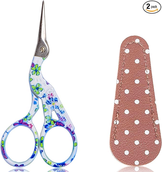 BIHRTC 3.6inch Small Craft Scissors Cross Stitch Knitting Scissors Sharp Stainless Steel Tip for Sewing Threading Crafting Needlework Art DIY Work