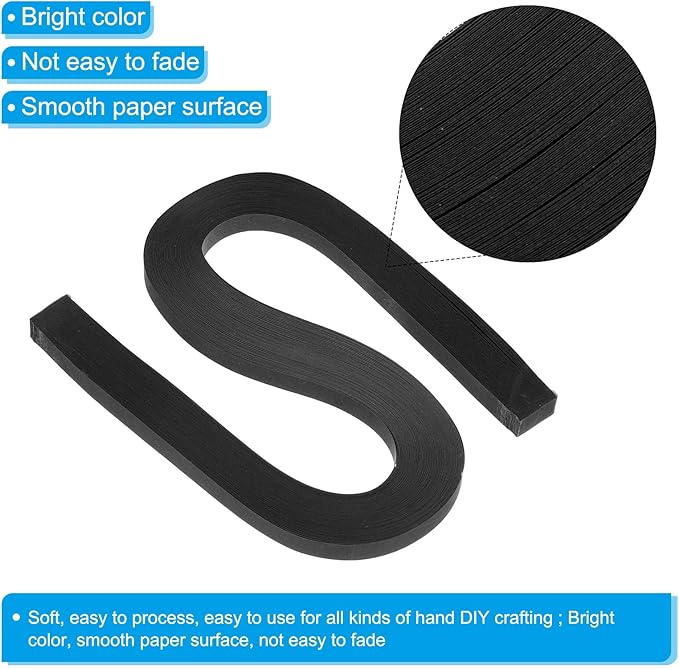 PATIKIL 360pcs Quilling Paper Strips Paper Flowers Quilling Kits 3/8"(10mm) Origami Paper for Adults Beginner Art Craft, 21"(54cm) Black