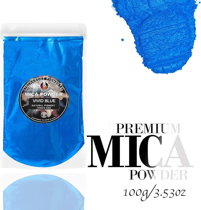 Vivid Blue Mica Powder for Epoxy Resin 100g / 3.5oz.Sealed Bag- Techarooz 2 Tone Resin Dye Color Pigment Powder for Lip Gloss, Nails, Colorant for Slime Bath Bombs Soap Making & Polymer Clay