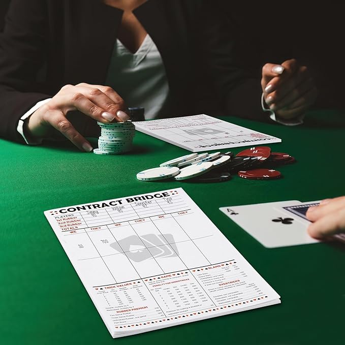 party greeting 150 Sheets Contract Bridge Score Pad and Tallies Contract Bridge Score Notepad Canasta Score Pads Print with Trick Rubber Bridge Party Bridge Playing Cards Large Print Game Scoring Card