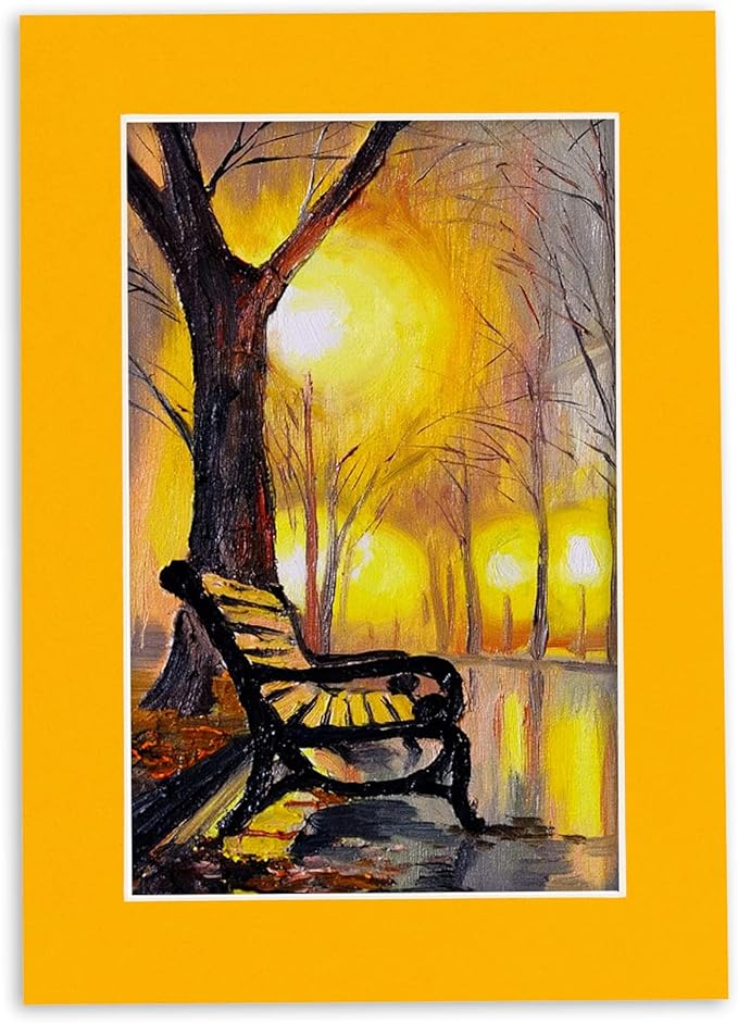 8.5x11 Mat Bevel Cut for 7x9 Photos - Acid Free Golden Orange Precut Matboard - For Pictures, Photos, Framing - 4-ply Thickness