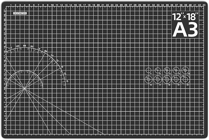 DIYSELF Cutting Mat 12in×18in, Cutting Mats for Crafts, Self Healing Cutting Mat A3, Cutting Mat for Sewing, Fabric Cutting Mat Double Side, Craft Mat for Desktop, Rotating Cutting Mats for Quilting