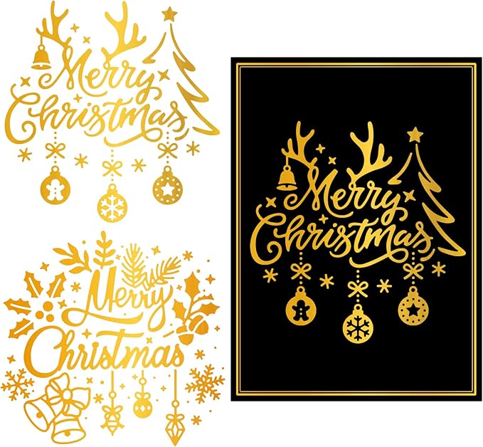 ORIGACH 2 PCS Merry Christmas Hot Foil Plate for Card Making DIY Scrapbooking Paper Decor Embossing Foil Handmade Craft