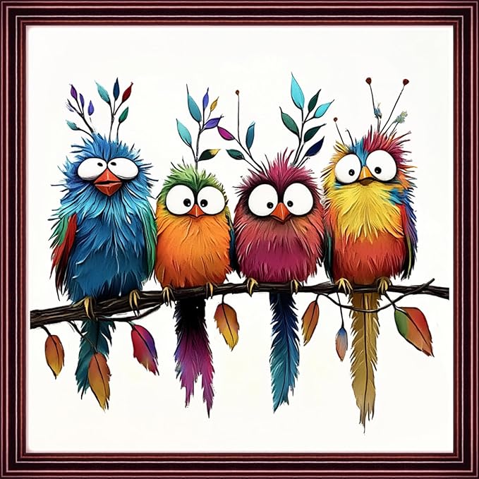 Redxing Stamped Cross Stitch Kits Full Range of Embroidery Starter Kits- Needlepoint Counted Cross Stitch Kits for Beginner Adults 11CT Printed Embroidery Kit-Colorful Birds Tree Branches 18x18 inch