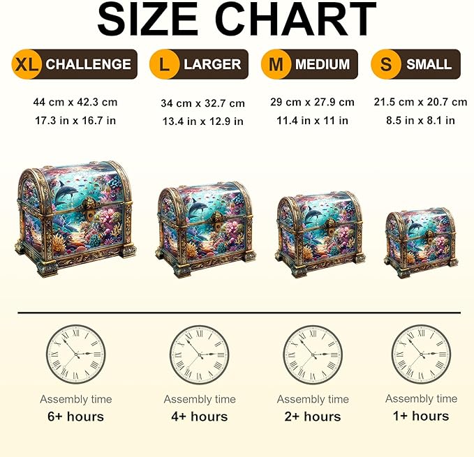 Wooden Puzzles for Adults, Treasure Chest Ocean Wooden Jigsaw Puzzle Unique Shape Animal Wood Puzzles Adult 3D Visual Effect, Birthday Gifts for Puzzle Lovers Family Games (M-11.4 * 11in-190pcs)