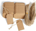 Kraft Paper Gift Tags,200PCS Craft Hang Tags with Free 200PCS Natural Jute Twine for DIY Wedding Holiday Present(Brown)