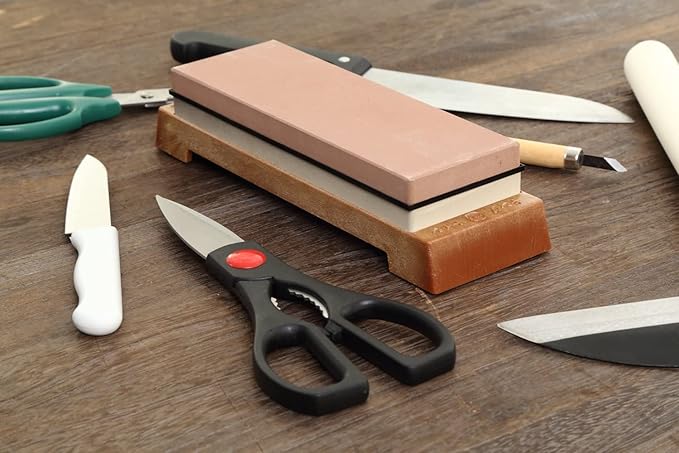 Japanese Knife Sharpener 1000/6000 Grit and Knife Angle Holder Set by B&B japan for Stainless Steel Cutlery and Pointed Carver, Best for Long-Lasting Sharpness, "KING" Trade Mark