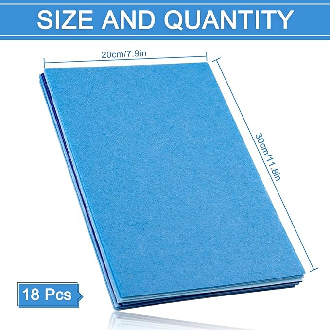 Whaline 18Pcs Felt Fabric Sheets Assorted Blue Craft Felt Pack for Winter Xmas DIY Craft Sewing Patchwork Art Projects, 3 Colors, 7.9 x 11.8 Inch