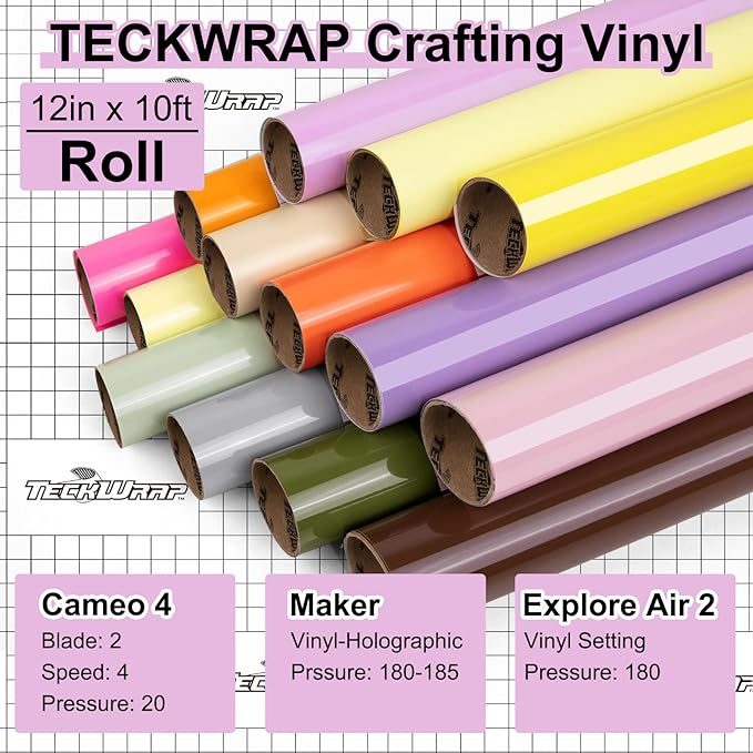 TECKWRAP Permanent Adhesive Vinyl 12" x 10ft, Glossy Sweet Pink