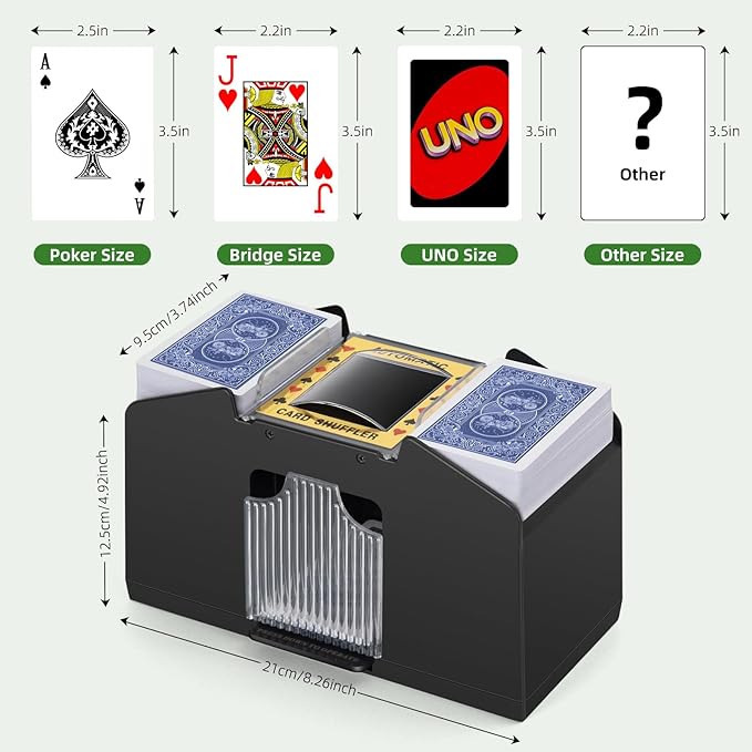 Automatic Card Shuffler 1/2/4/6 Decks,Battery Operated Electric Playing Card Shuffler for UNO,Casino Card Game,Poker,Phase 10,Blackjack,Texas Hold'em,Home Card Games