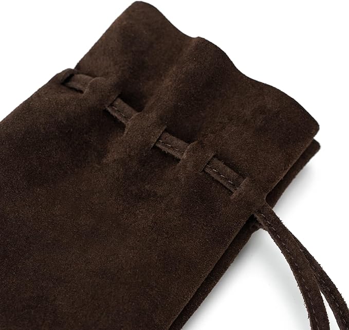 Medieval Drawstring Coin Pouch Bag, Leather Coin Pouch，Renaissance Drawstring Pouch Dice Bag, Small Coin Purse for Women/Men, Brown Swayze Suede