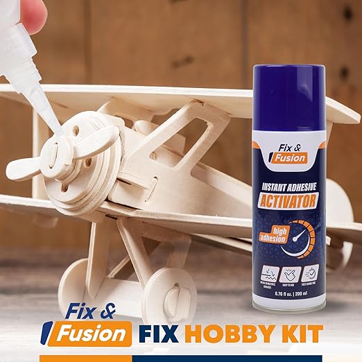 FIX & FUSION Activator Spray (6.76 Fl Oz), Instant Cure Accelerator for Cyanoacrylate (CA) Super Glue for Wood, Plastic, Rubber, Granite, and DIY & Professional, Accelerates Bonding Strength, (6 Pack)