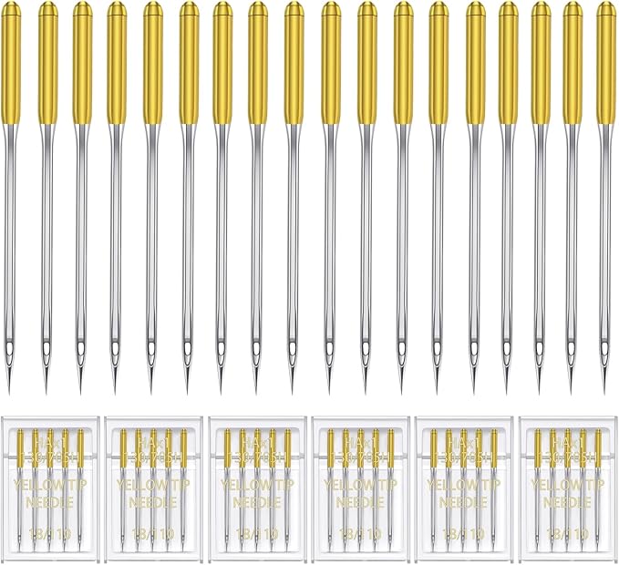 HONEYSEW 30 Pieces Sewing Machine Needles HAX1 130/705H Universal Regular Point Flat Shank Sewing Needle Compatible with Singer, Brother,Janome,Pfaff and Other Brand (Yellow Size 18-30PCS)