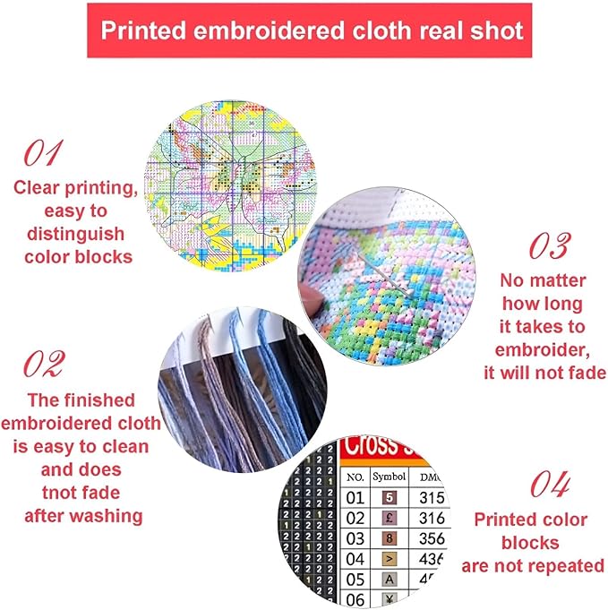Xinpinzhou Seaside Landscape 11ct Cross Stitch Kits, 11 CT Funny Pre Printed Counted Stamped Cross Stitch Embroidery Needlepoint Patterns Kits for Beginners Adults Crossstitch 40x40 cm