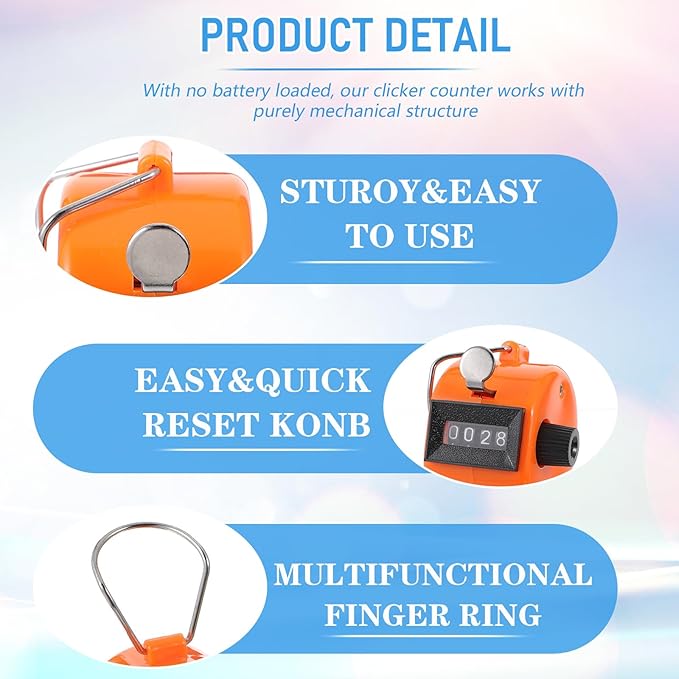 12 Pcs Handheld Tally Counter Digital, 4 Digit Number Hand Clicker Counter, Metal Mechanical Register for Coaching, Knitting, People, Golf and Row, Handheld Clickers