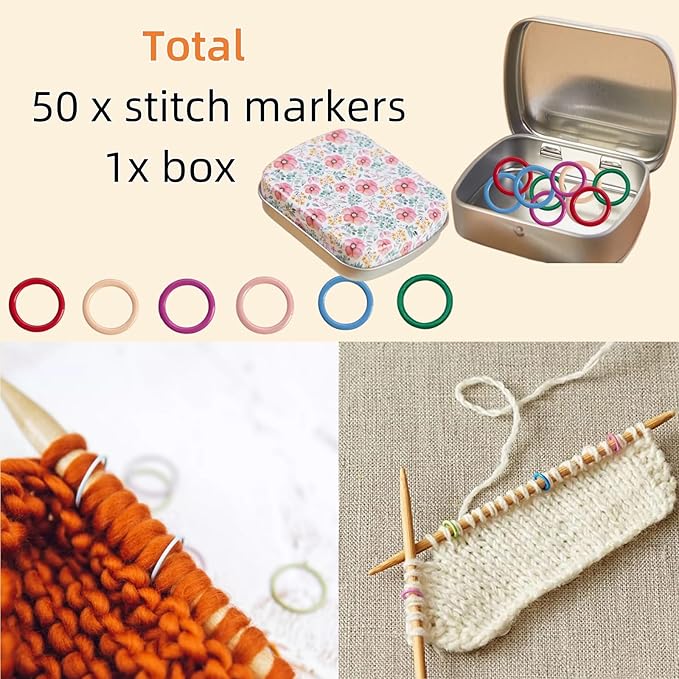 Hilsayum 80Pcs Stitch Markers for Crocheting and Knitting,4 Shapes Colorful Crochet Stitch Markers with Box