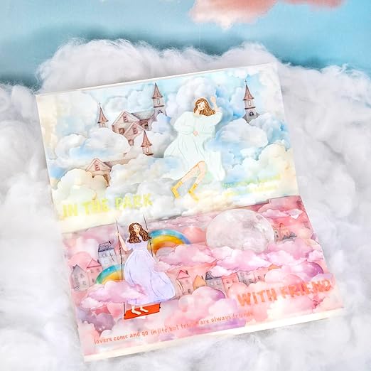 PET Tape Set for Journaling,6 Rolls Cloud Theme Washi Tape Stickers for Scrapbook Supplies,Notebook,Photo Album,Junk Journal,DIY Crafts(Fig. High in The Clouds)