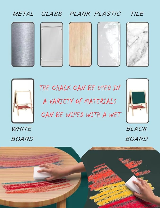 Non-toxic Dustless Chalk for Kids, Colored Chalk With Holder The Best Art Tool for Blackboard Kids Children Drawing Writing,24PCS