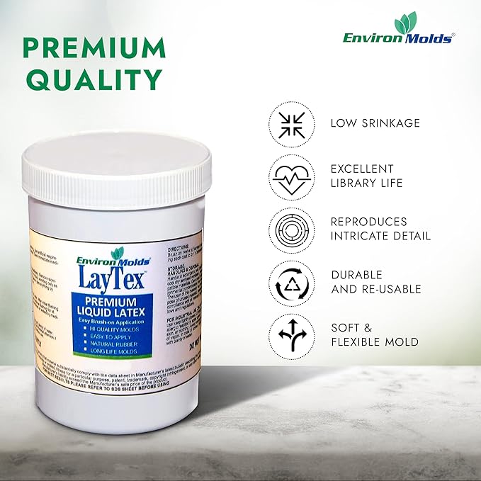EnvironMolds Liquid Latex Mold Making Rubber, 16 oz. - Quality, Flexible, Detailed Reproductions - Easy Brush or Spray Application