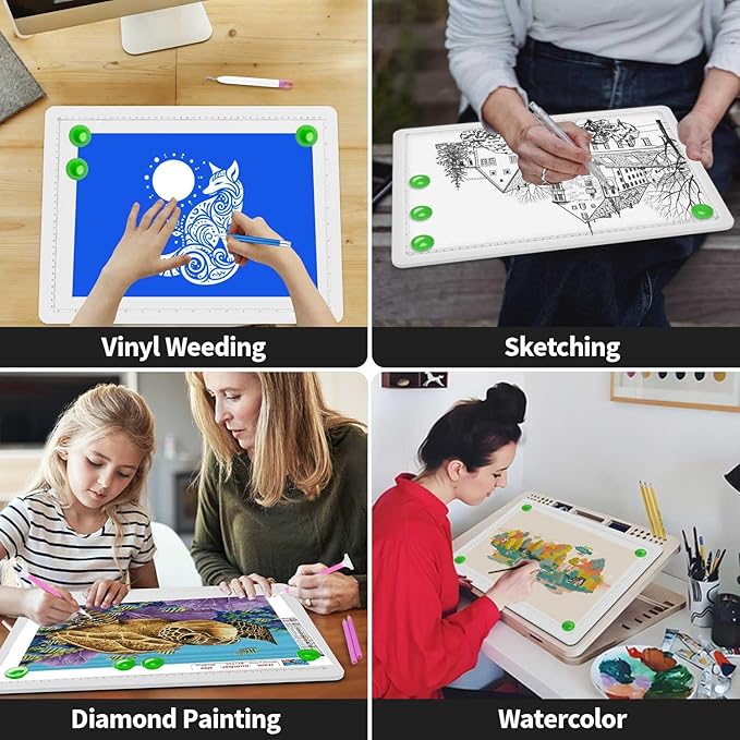 Zocelight Rechargeable A4 Light Board for Diamond Painting,Magnetic Bright Light Box for Tracing,Wireless LED Light pad with Physical Buttons,3 Colors,Dimmable 9000LUX Lightbox for Drawing,Sketching