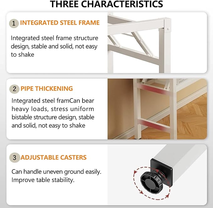 39.4 Inch Foldable Desks for Small Spaces,Foldable Desk No Assembly,Small Table for Bedroom,Rustic Brown.