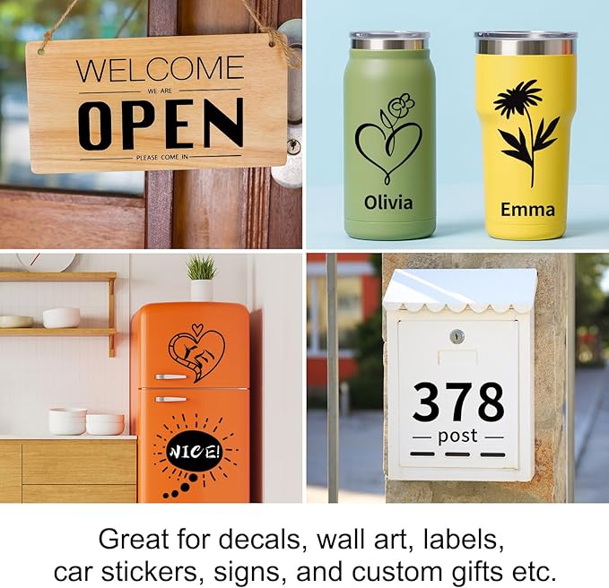 TECKWRAP Smart Permanent Vinyl, (13in x 14ft) - Adhesive Craft Vinyl - Matless Cutting & Easy to Apply for DIY Decal Projects with Maker 3 / Explore 3 Machines, Matte Black
