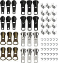 24 Pcs #5#7 Zipper Sliders Replacement Zipper Pull Repair Kit Includes Top and Bottom Stoppers for Clothing Bags Purses Luggage Metal Plastic Nylon Coil Jacket Zippers Supplies