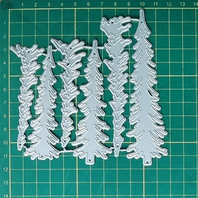 Mvchifay Cutting Dies Happy Birthday Metal Stencils Scrapbooking Tool DIY Emboss Paper Card Making (Narrow Pine Trees-11.7x11.8cm)