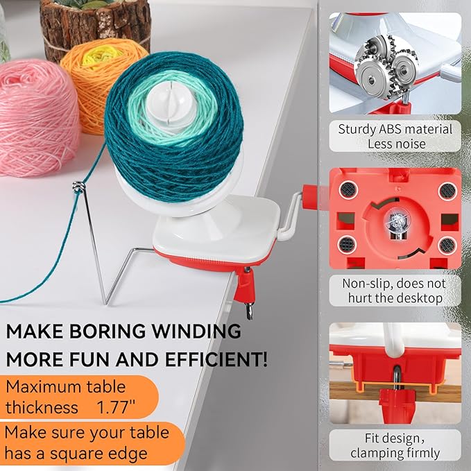SPEENSUN Yarn Spinner, Yarn Cake Winder, 3.5 OZ Easy-to-Install and Efficiently Yarn Baller with Lower Noise, Yarn Roller for Crochet and Knitting Lover for Yarns Below Size 5