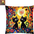 Fanxvivy Stamped Cross Stitch Kits for Adults Beginners Pillow Needlepoint Kit with Embroidery Pattern Needlework Kit Prestamped Stitches Kit 11CT Cross Stitching-Cats in The Garden 18x18 inch