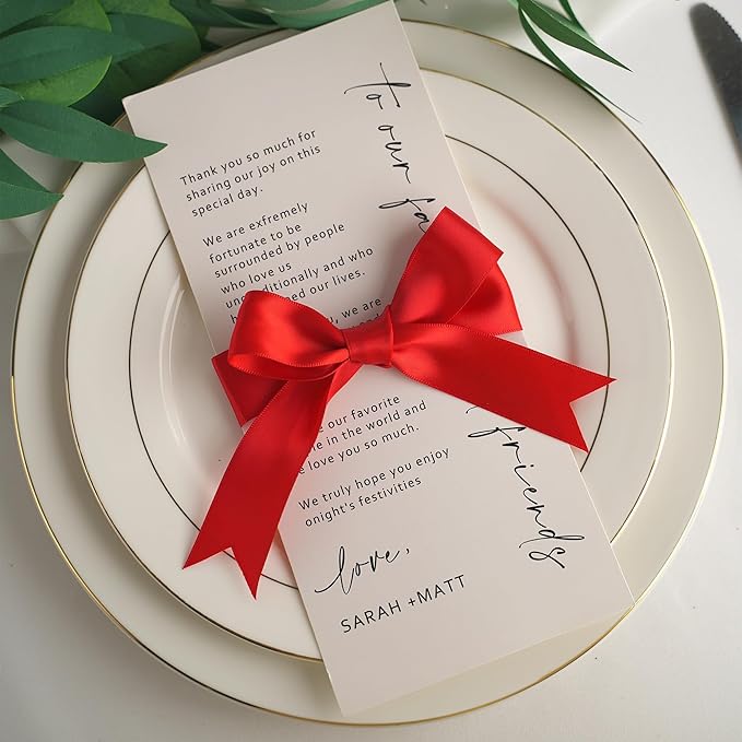 HUIHUANG Red Satin Ribbon - 1 inch x 50 Yards Double-Faced Polyester Silk for Gift Wrapping, Wedding Invitations, Hair Bows, Christmas Decor, Floral Arrangement