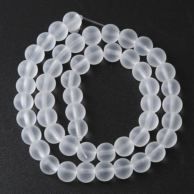 90pcs 4mm Frost White Crystal Glass Beads for Jewelry Making Round Loose Beads DIY Bracelets Necklaces Crystal Energy Healing Stone Beads 15"(4mm, Frost White Glass)