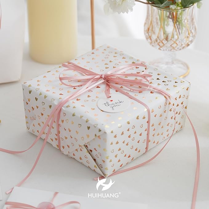 HUIHUANG Rose Gold Ribbon 1/8 inch Solid Color Thin Satin Ribbon 100 Yards Continuous for Crafts DIY Bows Decoration Sewing and Invitation Card Gift Tags Christmas Ornaments Wedding Decoration