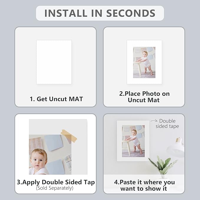 10 Pack Backing Boards Only - 11X14 Uncut White Mats Matboards, Acid Free & White Core Backerboards, Ideal for Photos, Pictures, Prints, Frames, Arts