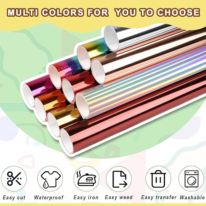 TECKWRAP Heat Transfer Vinyl Metallic Foil HTV - 12" x 5ft Chrome Iron on Vinyl for All Cutter Machine Heat Press Vinyl for Shirts Easy to Cut & Weed (Rose Red)