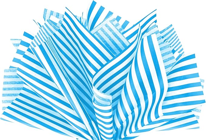 Flexicore Packaging Turquoise Blue Pin Stripe Print Gift Wrap Tissue Paper Size: 15 Inch X 20 Inch | Count: 50 Sheets | Color: Turquoise Pin Stripe