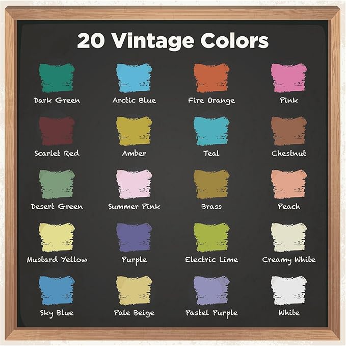 Liquid Chalk Markers for Chalkboard Erasable (20 Vintage Colors) - Bold Dry Erase Marker Chalk Pens for Blackboard, Windows, Bistro, Glass - 6mm Reversible Tip