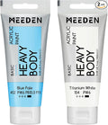 MEEDEN Acrylic Paint Blue Pale: 100ml/3.38oz Heavy Body Acrylic Paint Tube Bundled with Additional Titanium White Color for Art Craft Painting