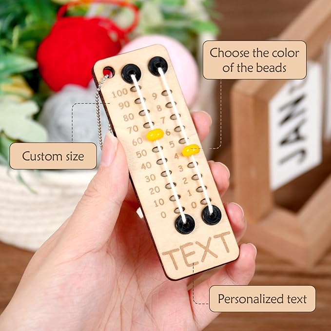 Personalized Multi-Color Beaded Wooden Sewing Row Counter with Name and Chain Knitting Tool Custom Wooden Knitting Row Counter Birthday Gift for Knitting Lovers
