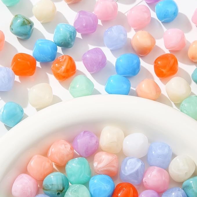 80pcs Acrylic Beads Large Imitation Marble Bead Vintage Colors Beads for Jewelry Making Bracelet Necklace Craft Making Supplies(18 * 19light Color)