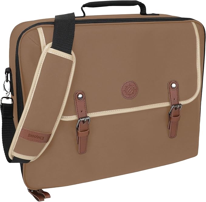 ENHANCE Designer Edition TCG Bag - MTG Shoulder Bag with Customizable Dividers & Accessory Pocket for Deck Boxes, Dice - Card Storage Compatible with Magic the Gathering, Lorcana (Tan)